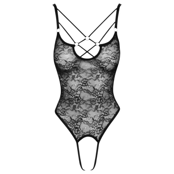 Cottelli - body de encaje transparente y abierto - negro - L