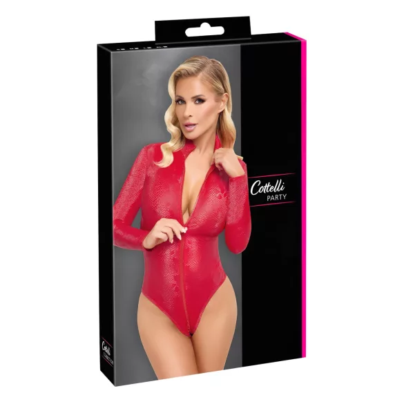 Cottelli - body lencería mujer - estampado serpiente - rojo