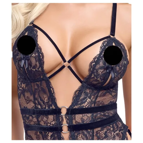 Cottelli - body abierto con tirantes - lencería negra