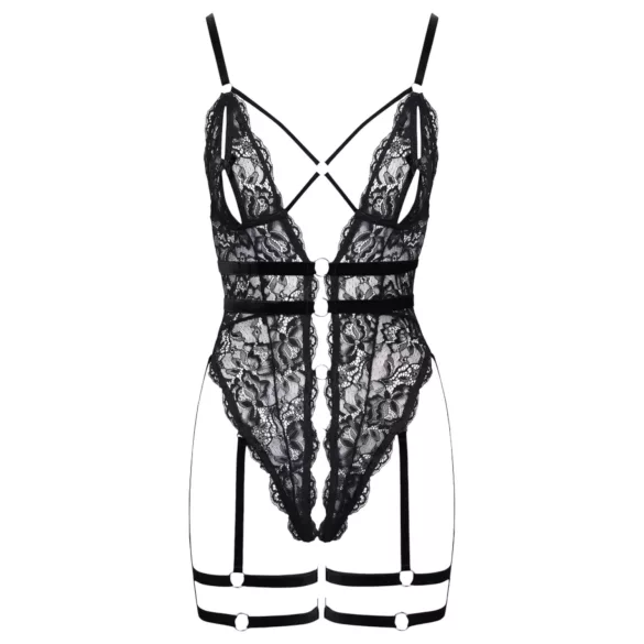 Cottelli - body abierto con tirantes - lencería negra