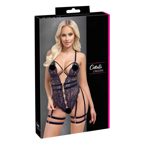 Cottelli - body abierto con tirantes - lencería negra