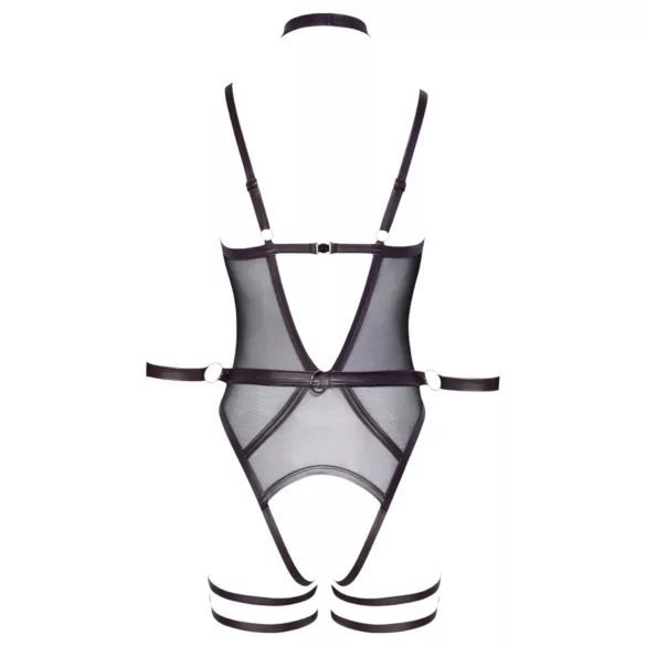 Cottelli Bondage - body abierto con esposas para brazos - encaje negro - M