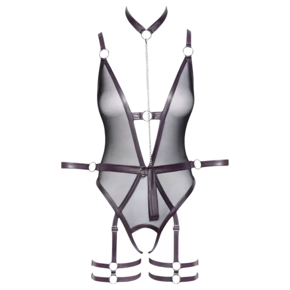 Cottelli Bondage - body abierto con esposas para brazos - encaje negro - L