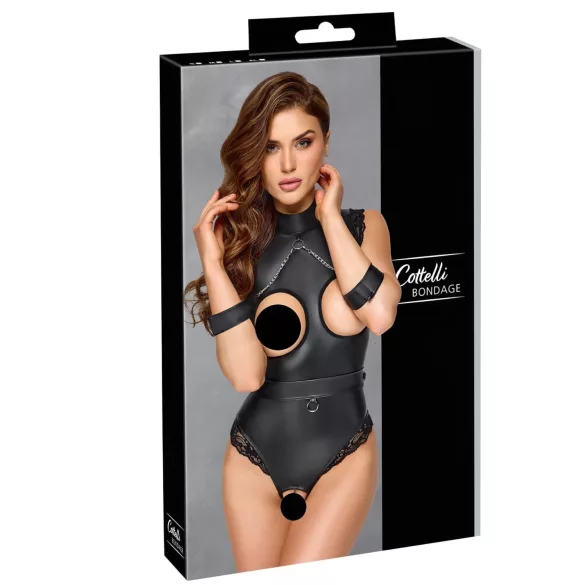 Cottelli Bondage - body abierto pecho descuberto - lencería negra - M