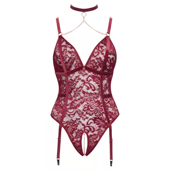 Cottelli Curves - body de encaje con cadenas - rojo