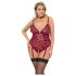 Cottelli Curves - body de encaje rojo con cadenas - 2XL