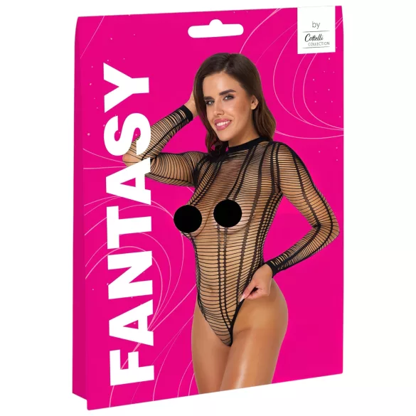Cottelli - body abierto a rayas - negro - talla S-L