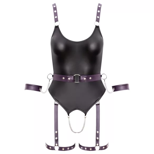 Cottelli - body bondage abierto con esposas - negro - L