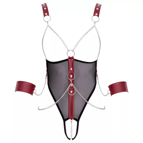 Cottelli Bondage - body abierto con tirantes y cadena - negro - M