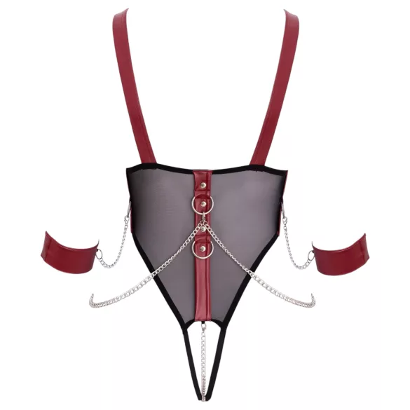 Cottelli Bondage - body abierto con tirantes y cadena - negro - L