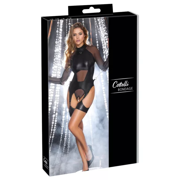 Cottelli Bondage - Top transparente con esposas - negro