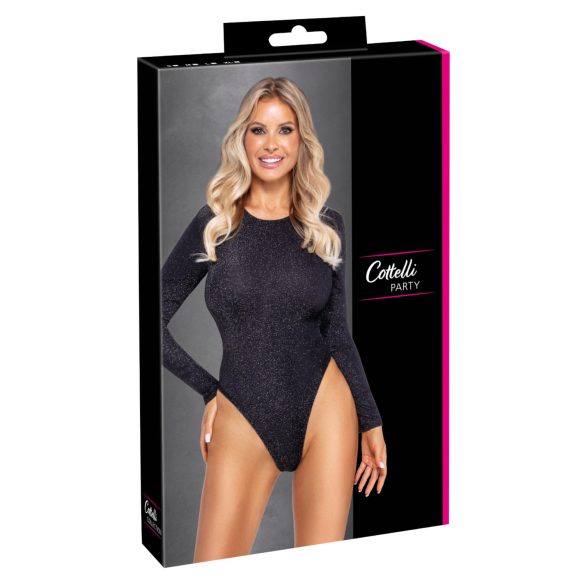 Cottelli - body con espalda abierta y brillo (negro)
