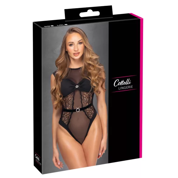 Cottelli - body sexy transparente de encaje - negro