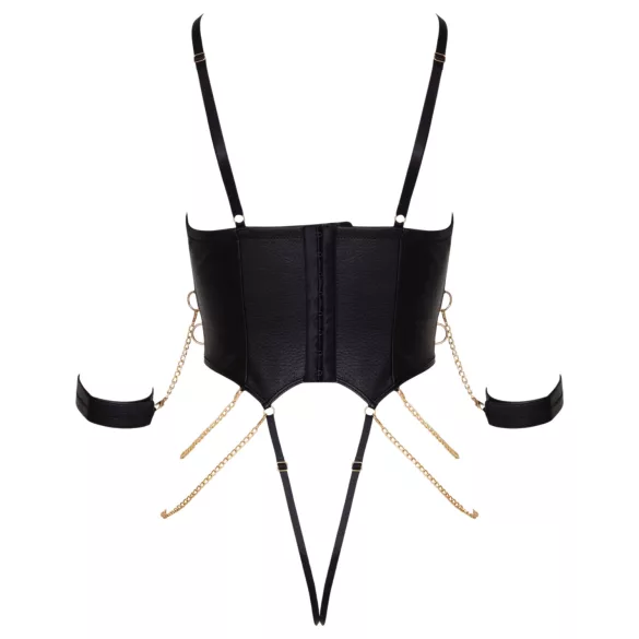 Cottelli - body de bondage con cadenas (negro)