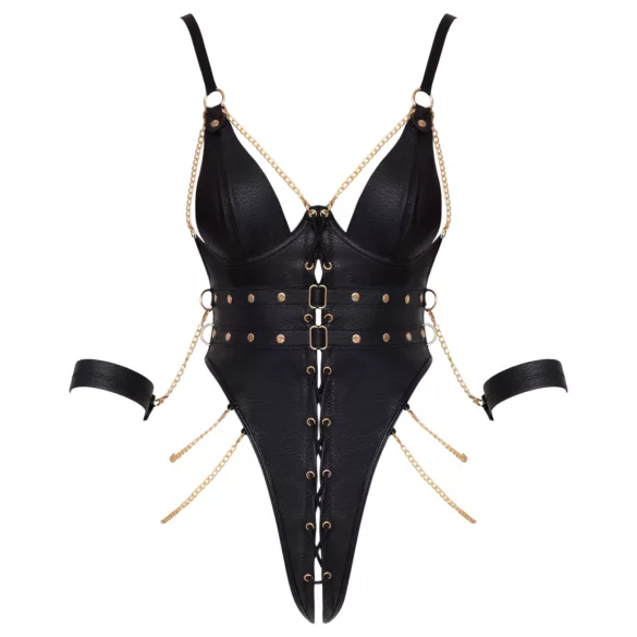 Cottelli - body de bondage con cadenas (negro) - L