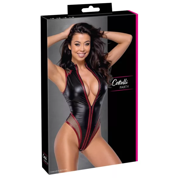 Cottelli - body de malla con cremallera (negro) - M