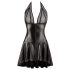 Noir - Vestido con falda plisada y transparencias en el escote, con cuello halter (negro) - M