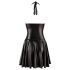 Noir - Vestido con falda plisada y transparencias en el escote, con cuello halter (negro) - M