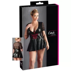 Cottelli Plus Size - vestido brillante - corsé rojo - negro