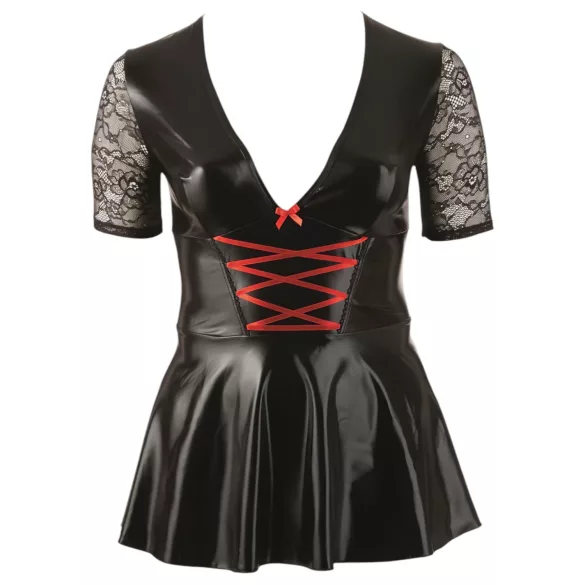Cottelli Plus Size - vestido brillante - corsé rojo - negro - XXL