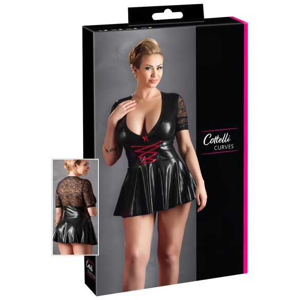 Cottelli Plus - Vestido brillante con corsé rojo (negro) - XXXXL
