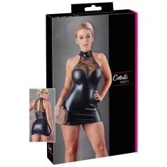   Cottelli - vestido mini brillante con encaje y cuello halter - negro