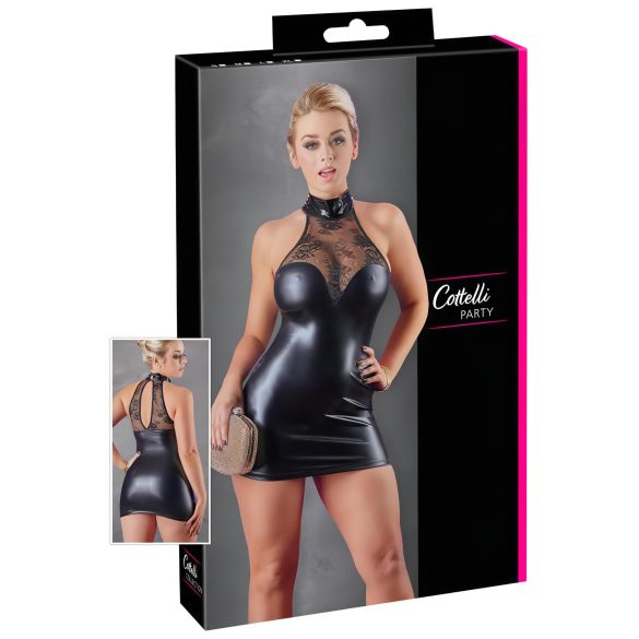 Cottelli - Mini vestido negro con encaje y brillo - M