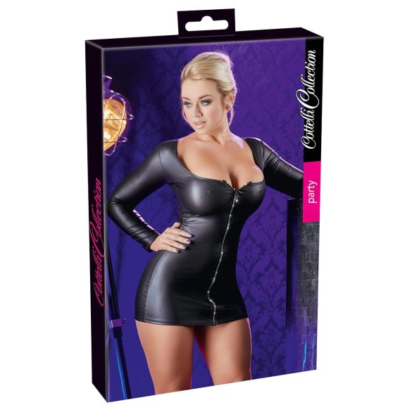 Cottelli - vestido fiesta negro con cremallera de strass - M