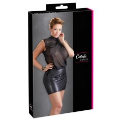   Cottelli Plus Size - vestido corto transparente brillante - negro