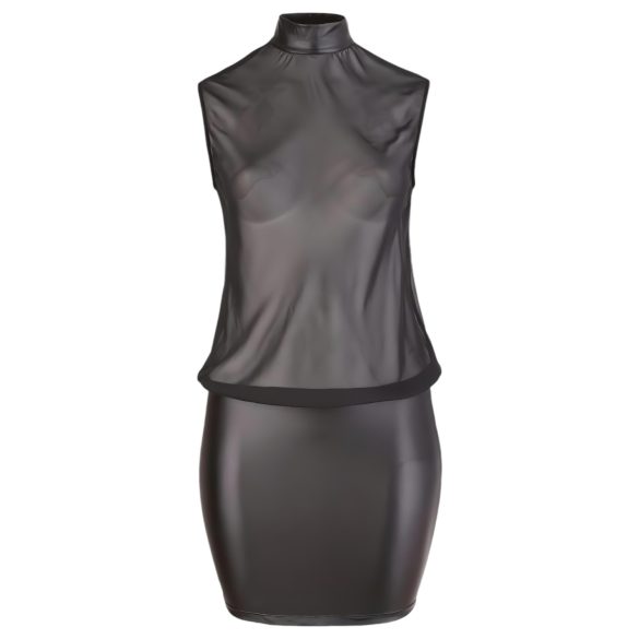 Cottelli Plus Size - vestido corto transparente brillante - negro