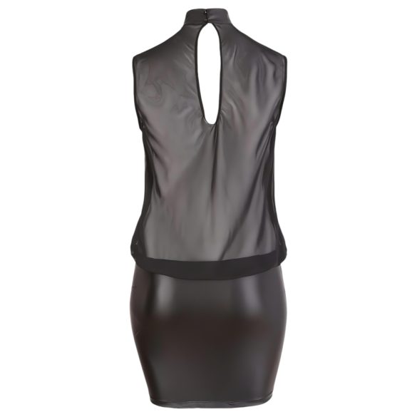 Cottelli Plus Size - vestido corto transparente brillante - negro