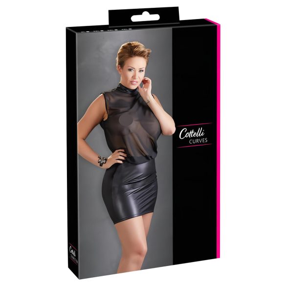 Cottelli Talla Grande - vestido de gasa brillante (negro) - 3XL