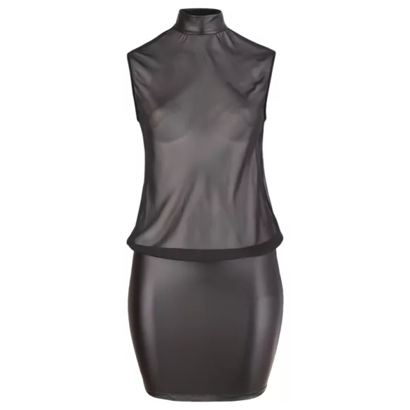 Cottelli Plus Size - vestido corto transparente brillante - negro - 4XL