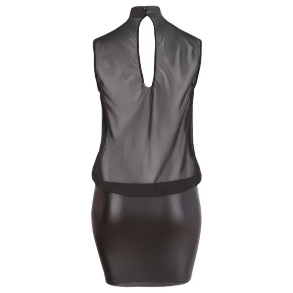 Cottelli Plus Size - vestido corto transparente brillante - negro - 4XL