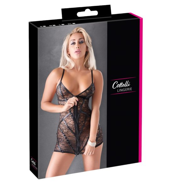 Cottelli - vestido de encaje brillante con rayas - negro