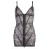 Cottelli - vestido de encaje brillante a rayas (negro) - XL