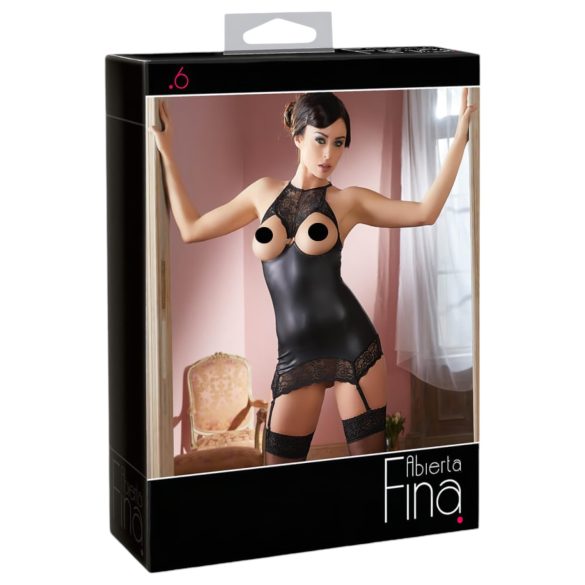 Abierta Fina - vestido mini sexy - transparencias brillantes - negro