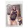 Mandy Mystery - Vestido de red con cuello halter y tanga (negro)