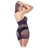 Mandy Mystery - Vestido de red con cuello halter y tanga (negro)