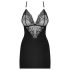 Obsessive 828-CHE-1 - Vestido con tiras y tanga con strass (negro) - L/XL