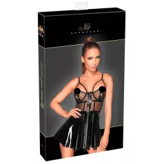 Noir - vestido vinilo con encaje de red - negro - M