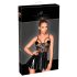Noir - Vestido negro de charol con detalles de malla - L