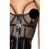 Noir - Vestido negro de charol con detalles de malla - L
