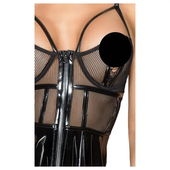 Noir - vestido vinilo con encaje de red - negro - XL