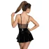 Noir - vestido vinilo con encaje de red - negro - XL