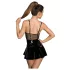 Noir - vestido vinilo con encaje de red - negro - XL