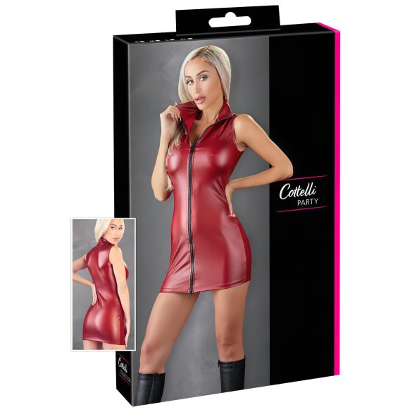 Minivestido brillante sin mangas rojo - L