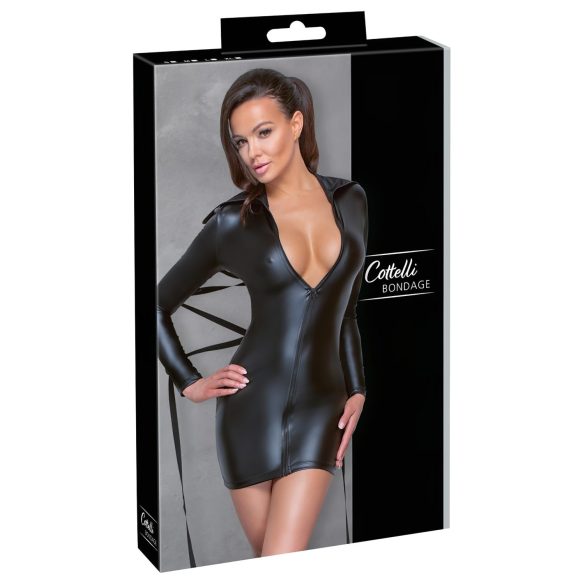 Cottelli Bondage - Vestido brillante con ataduras (negro)