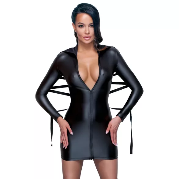 Cottelli Bondage - Vestido efecto brillante con ataduras - negro - M