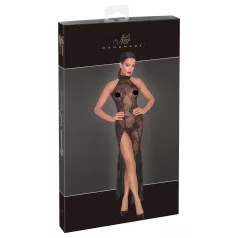 Noir - vestido largo transparente floral - negro